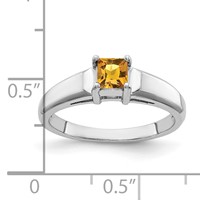 14K White Gold 4mm Princess-Cut Citrine Ring view 2