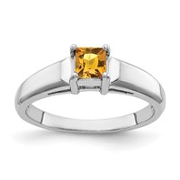 14K White Gold 4mm Princess-Cut Citrine Ring view 1