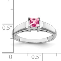 14K White Gold 4mm Princess-Cut Pink Tourmaline Ring view 2