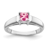 14K White Gold 4mm Princess-Cut Pink Tourmaline Ring view 1