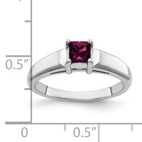 14K White Gold 4mm Princess-Cut Rhodolite Garnet Ring view 2