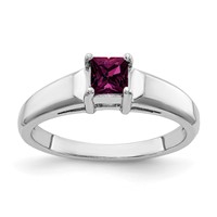 14K White Gold 4mm Princess-Cut Rhodolite Garnet Ring view 1