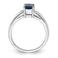14K White Gold 4mm Princess-cut Blue Sapphire Ring view 2