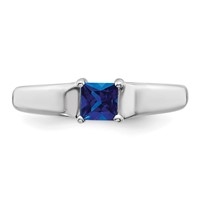 14K White Gold 4mm Princess-cut Blue Sapphire Ring view 4