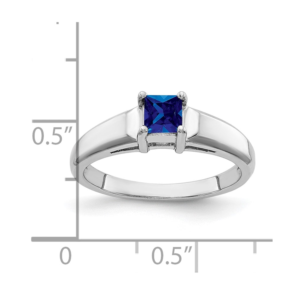 14k White Gold 4mm Princess Cut Sapphire ring (Y4780S)