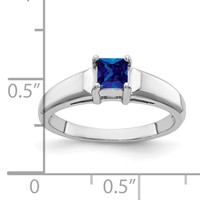 14K White Gold 4mm Princess-cut Blue Sapphire Ring view 3