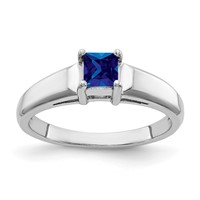14K White Gold 4mm Princess-cut Blue Sapphire Ring view 1