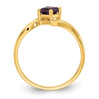 14K 4mm Yellow Gold Princess-cut Amethyst Ring view 2