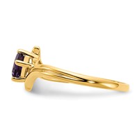 14K 4mm Yellow Gold Princess-cut Amethyst Ring view 4