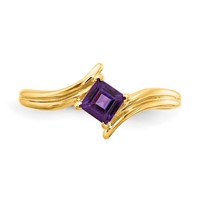 14K 4mm Yellow Gold Princess-cut Amethyst Ring view 5