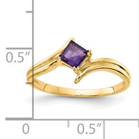 14K 4mm Yellow Gold Princess-cut Amethyst Ring view 3