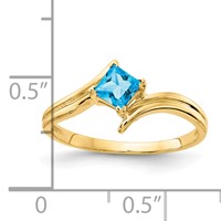 14K 4mm Yellow Gold Princess-cut Blue Topaz Ring view 2