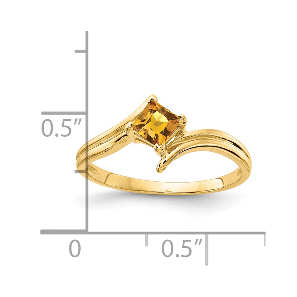 14k 4mm Princess Cut Citrine ring (Y4781CI)