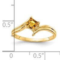 14K 4mm Yellow Gold Princess-cut Citrine Ring view 2