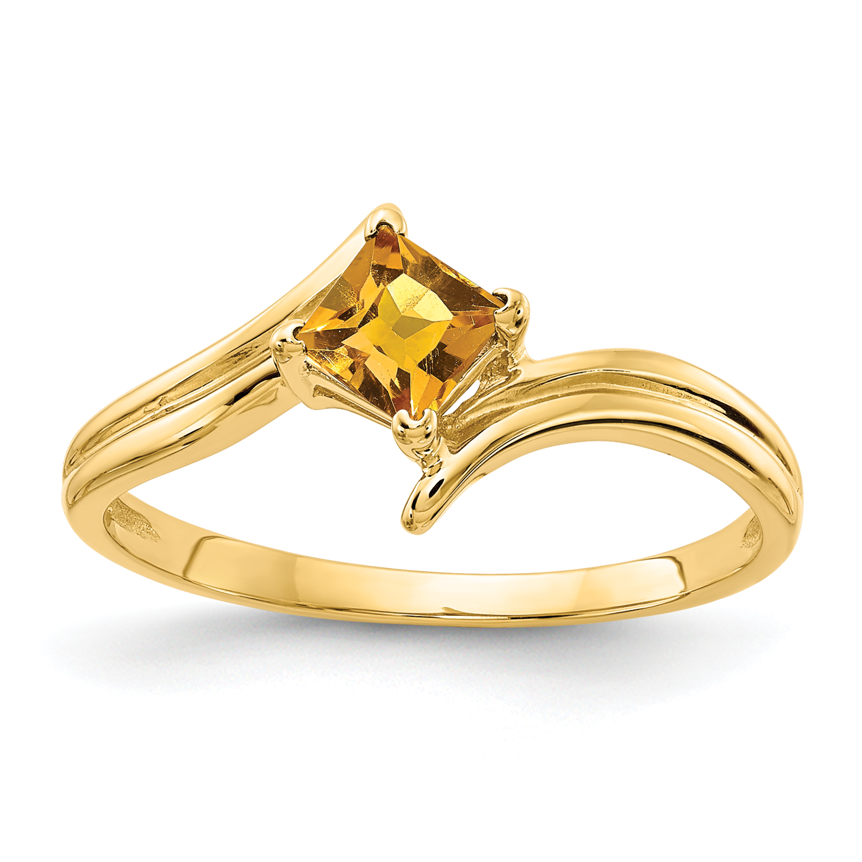 14k 4mm Princess Cut Citrine ring (Y4781CI)