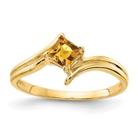 14K 4mm Yellow Gold Princess-cut Citrine Ring view 1