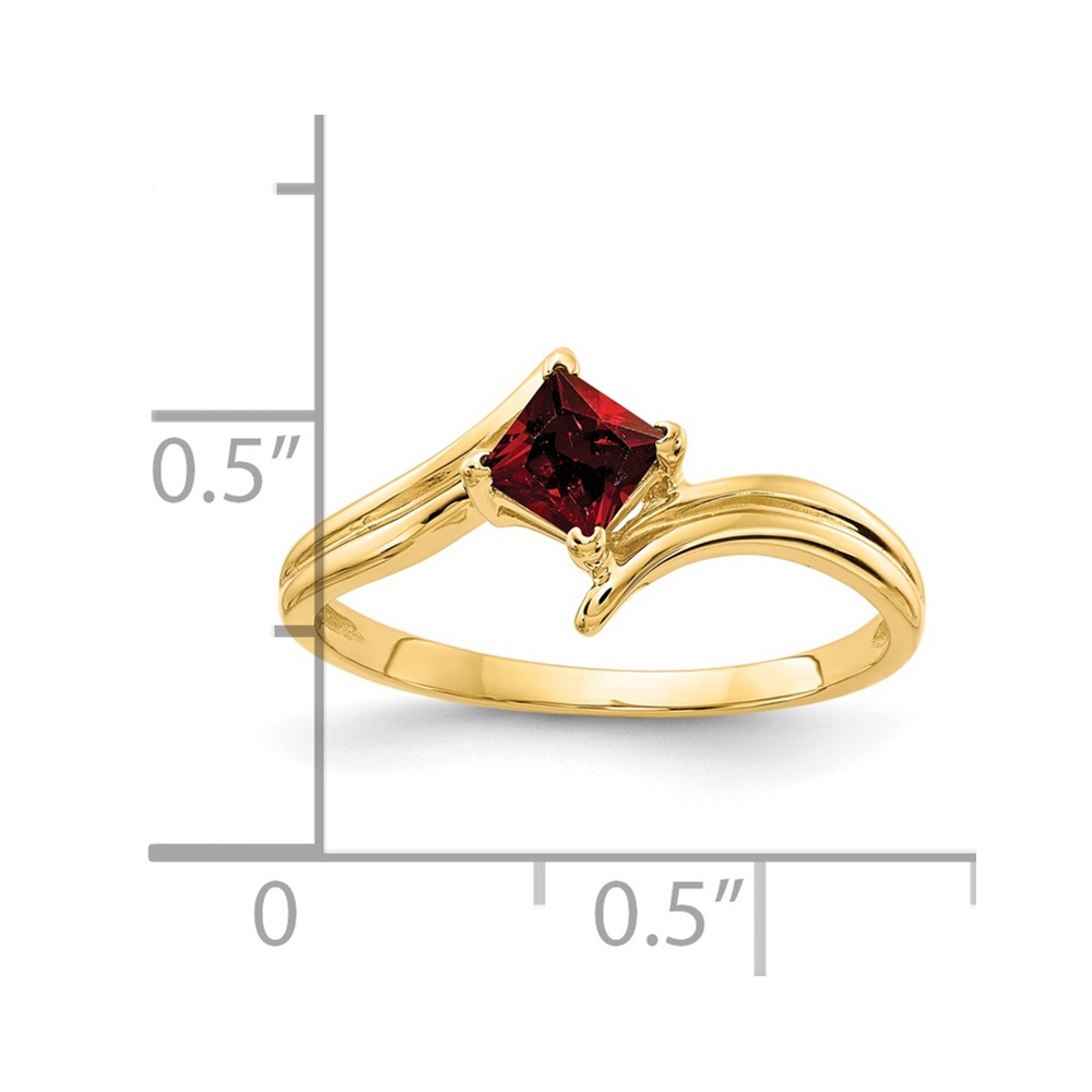 14k 4mm Princess Cut Garnet ring (Y4781GA)