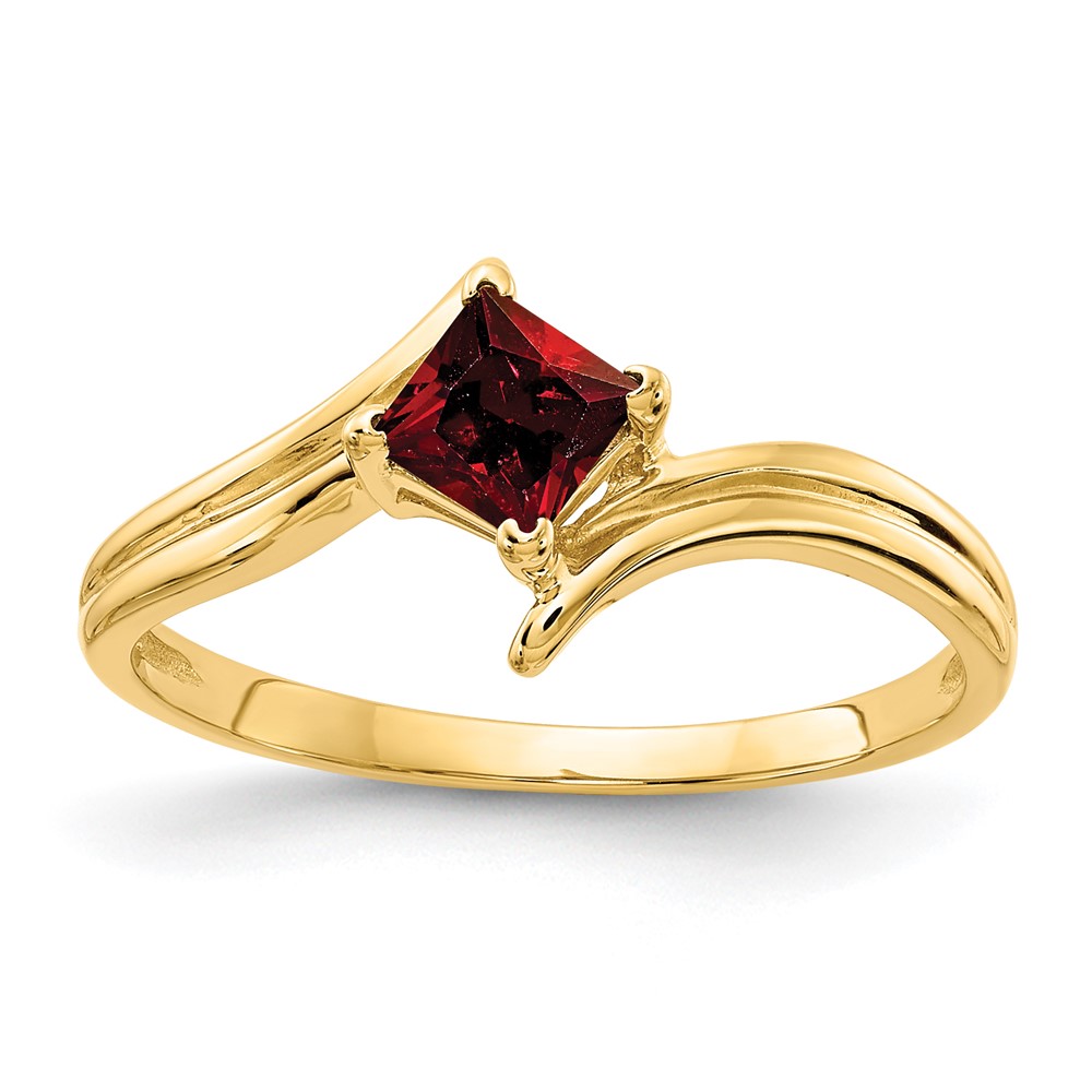 14K 4mm Princess-cut Garnet Ring