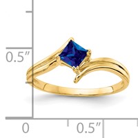 14K 4mm Yellow Gold Princess-cut Blue Sapphire Ring view 2
