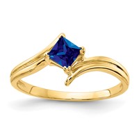 14K 4mm Yellow Gold Princess-cut Blue Sapphire Ring view 1