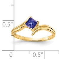 14K 4mm Yellow Gold Princess-cut Tanzanite Ring view 2
