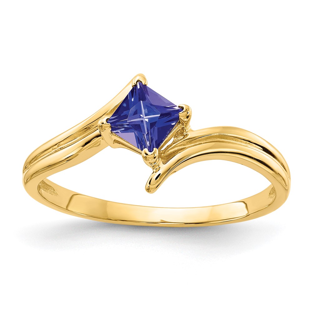 14K 4mm Yellow Gold Princess-cut Tanzanite Ring
