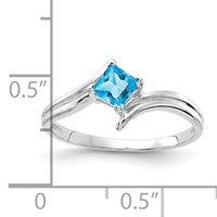 14K White Gold 4mm Princess-cut Blue Topaz Bypass Ring view 2