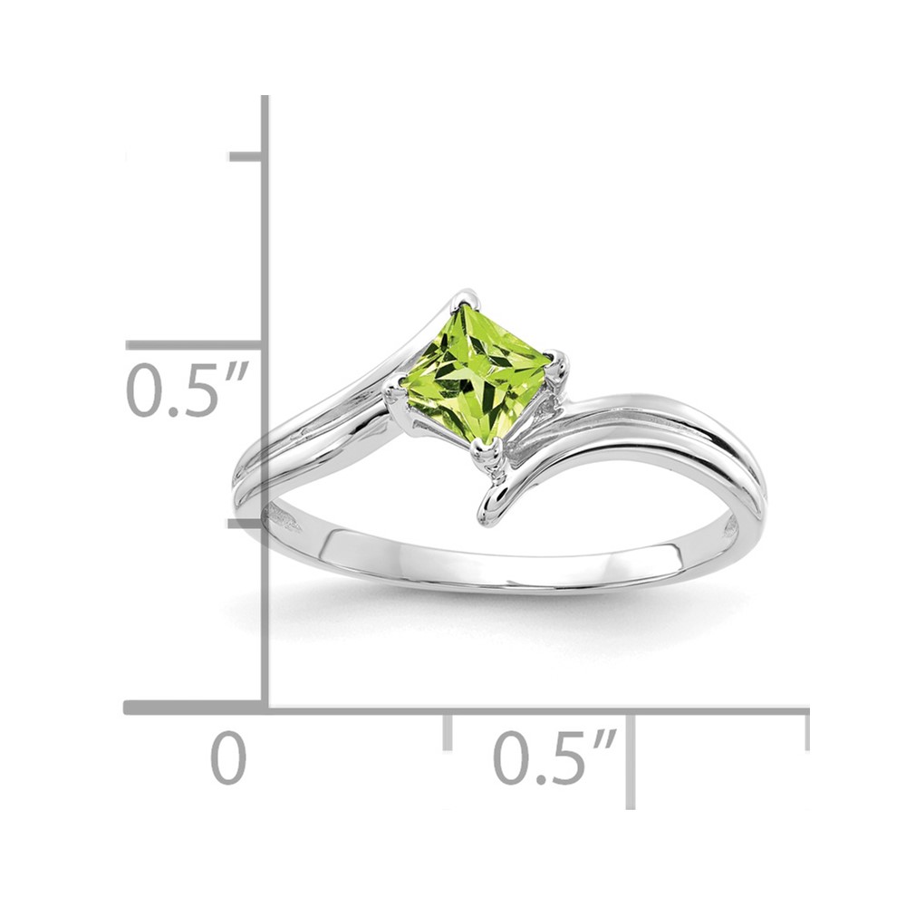 14k White Gold 4mm Princess Cut Peridot ring (Y4782PE)