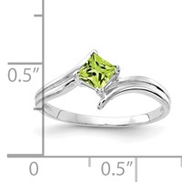 14K White Gold 4mm Princess-cut Peridot Bypass Ring view 2