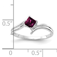 14K White Gold 4mm Princess-cut Rhodolite Garnet Bypass Ring view 2