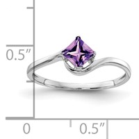 14K White Gold 4mm Princess-cut Amethyst Bypass Ring view 2
