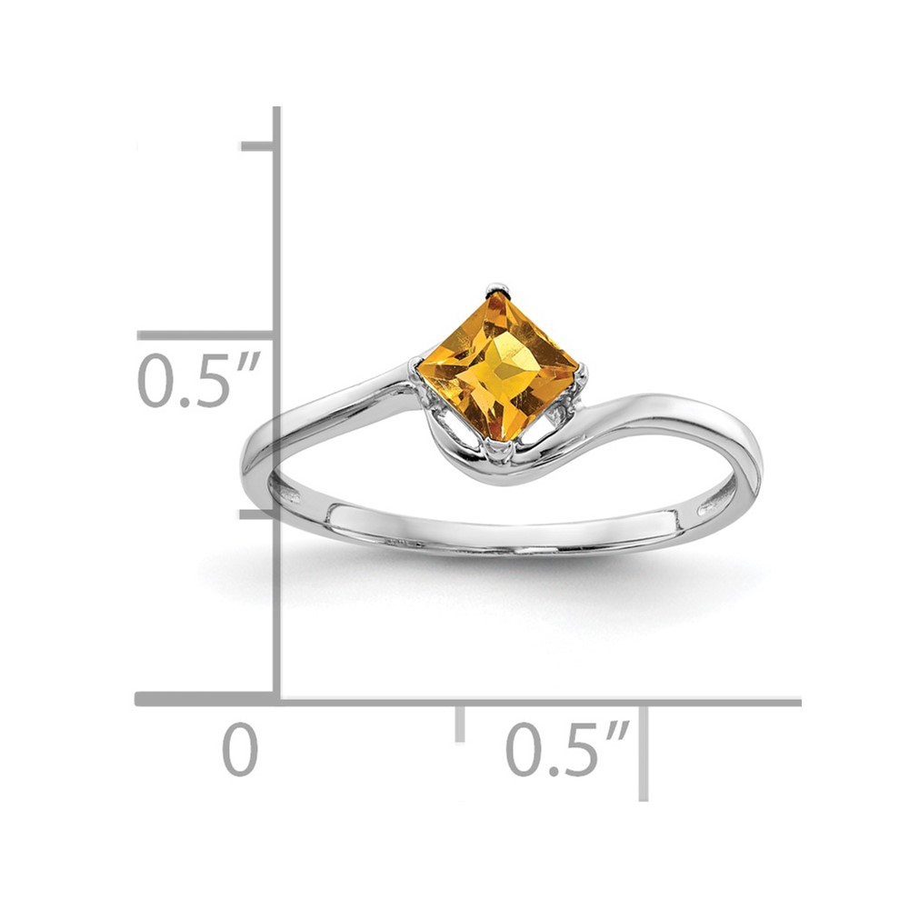 14k White Gold 4mm Princess Cut Citrine ring (Y4785CI)