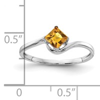 14K White Gold 4mm Princess-cut Citrine Bypass Ring view 2