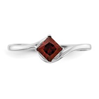 14K White Gold 4mm Princess-cut Garnet Bypass Ring view 5