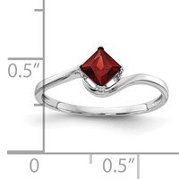 14K White Gold 4mm Princess-cut Garnet Bypass Ring view 3