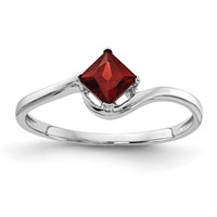 14K White Gold 4mm Princess-cut Garnet Bypass Ring view 1