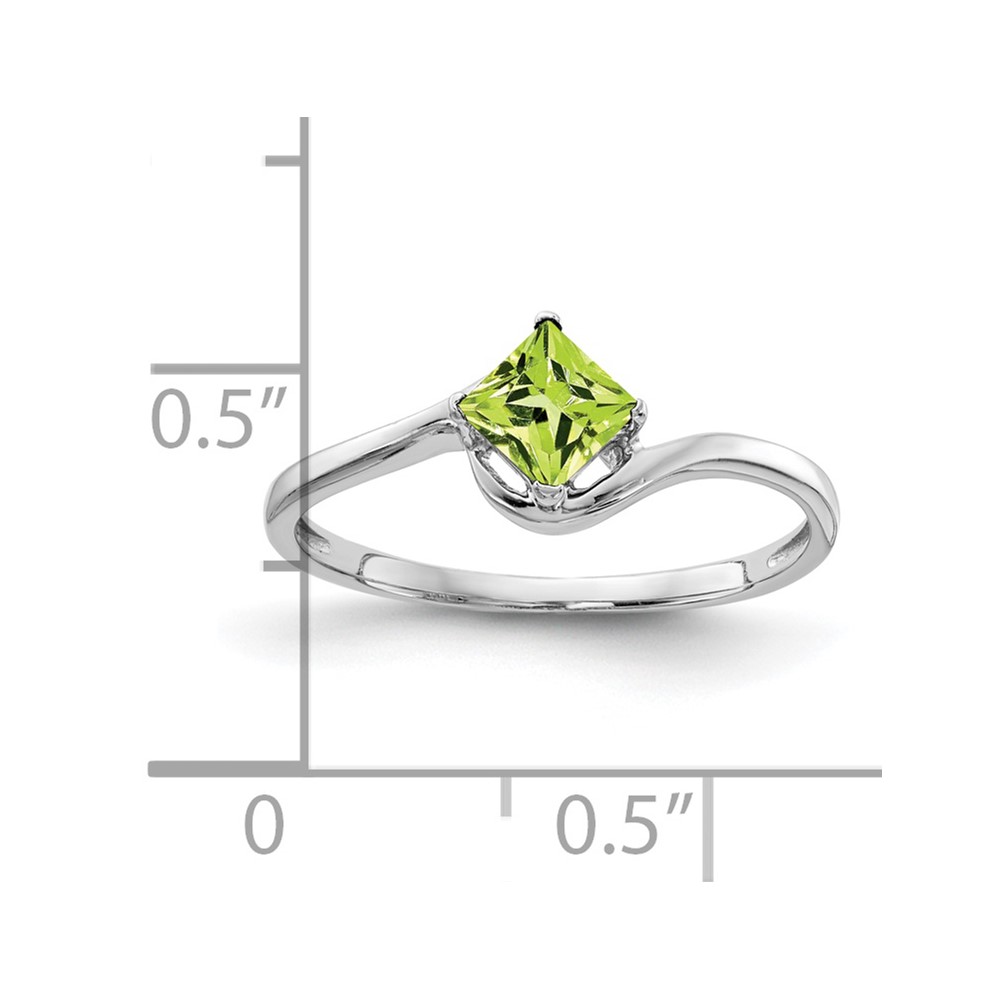 14k White Gold 4mm Princess Cut Peridot ring (Y4785PE)