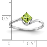 14K White Gold 4mm Princess-cut Peridot Bypass Ring view 2