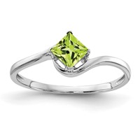 14K White Gold 4mm Princess-cut Peridot Bypass Ring view 1