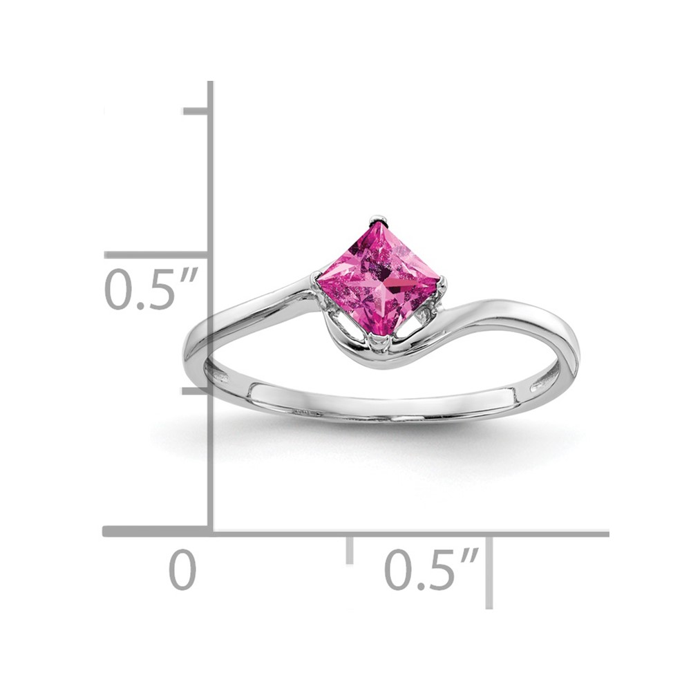 14k White Gold 4mm Princess Cut Pink Sapphire ring (Y4785SP)