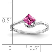 14K White Gold 4mm Princess-Cut Pink Sapphire Ring view 2