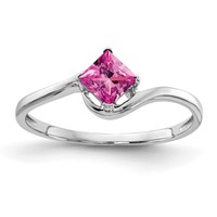 14K White Gold 4mm Princess-Cut Pink Sapphire Ring view 1