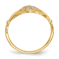 14K Yellow Gold 0.1 Carat AA Diamond Claddagh Ring view 2