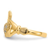 14K Yellow Gold 0.1 Carat AA Diamond Claddagh Ring view 4