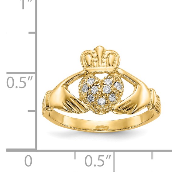 Gold Polished Diamond Claddagh Rings