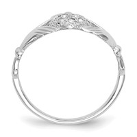 14K White Gold 0.10 Carat AA Diamond Claddagh Ring view 2
