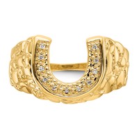 IB Goodman 14K 1 20 Carat AA Diamond Mens Horseshoe Nugget Ring view 4