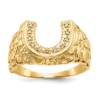 IB Goodman 14K 1 20 Carat AA Diamond Mens Horseshoe Nugget Ring view 1
