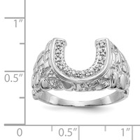 IB Goodman 14K White Gold 0.05 Carat AA Diamond Mens Horseshoe Nugget Ring view 5