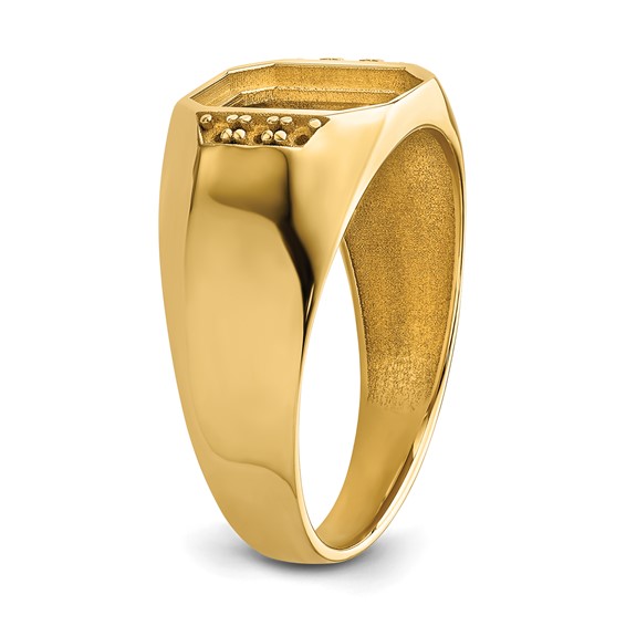 IB Goodman 14k Holds 10.2x8.2mm Octagon and 6-1.4mm Diamonds Onyx Mens Ring Mounting